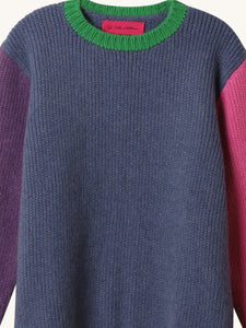 The Elder Statesman Colorblock Chunky Rib Crew Sweater