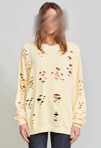R13 Distressed Oversized Crewneck