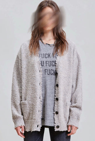 R13 Shaggy Distressed Edge Cardigan